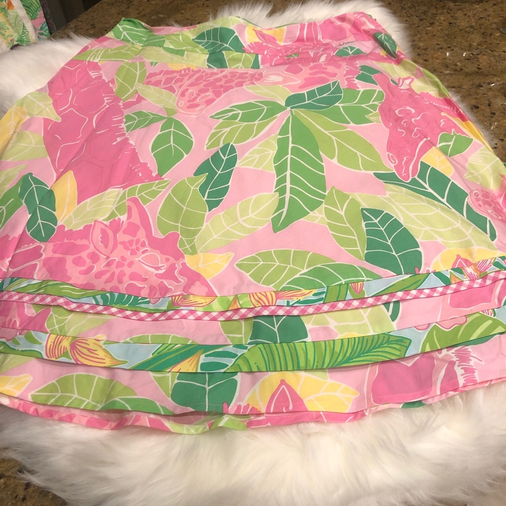 Lilly Pulitzer A Line Flare Giraffe Print Skirt
